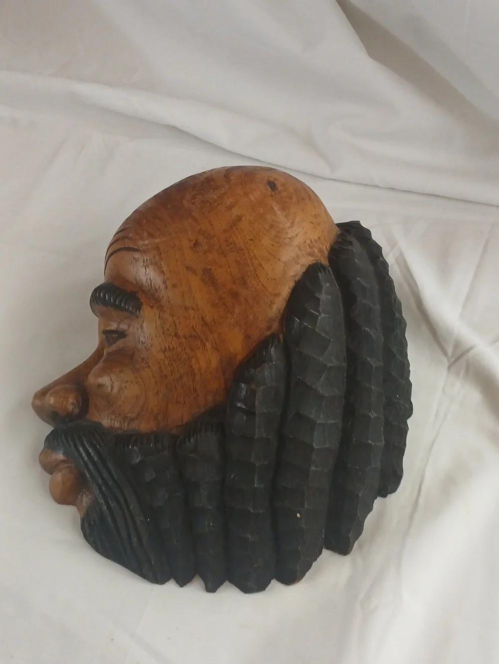 Hand-Carved Brown and Black Wooden Wall Mask - Home Accents